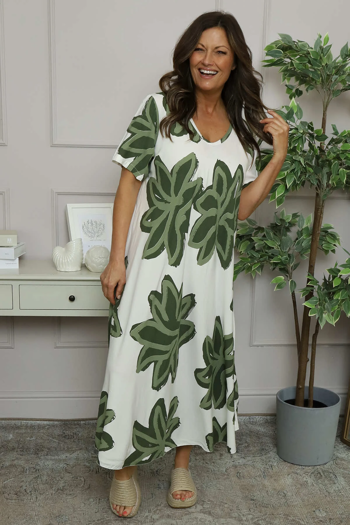 Serena Print Dress Khaki 4 Serena Print Dress Khaki - Image 2