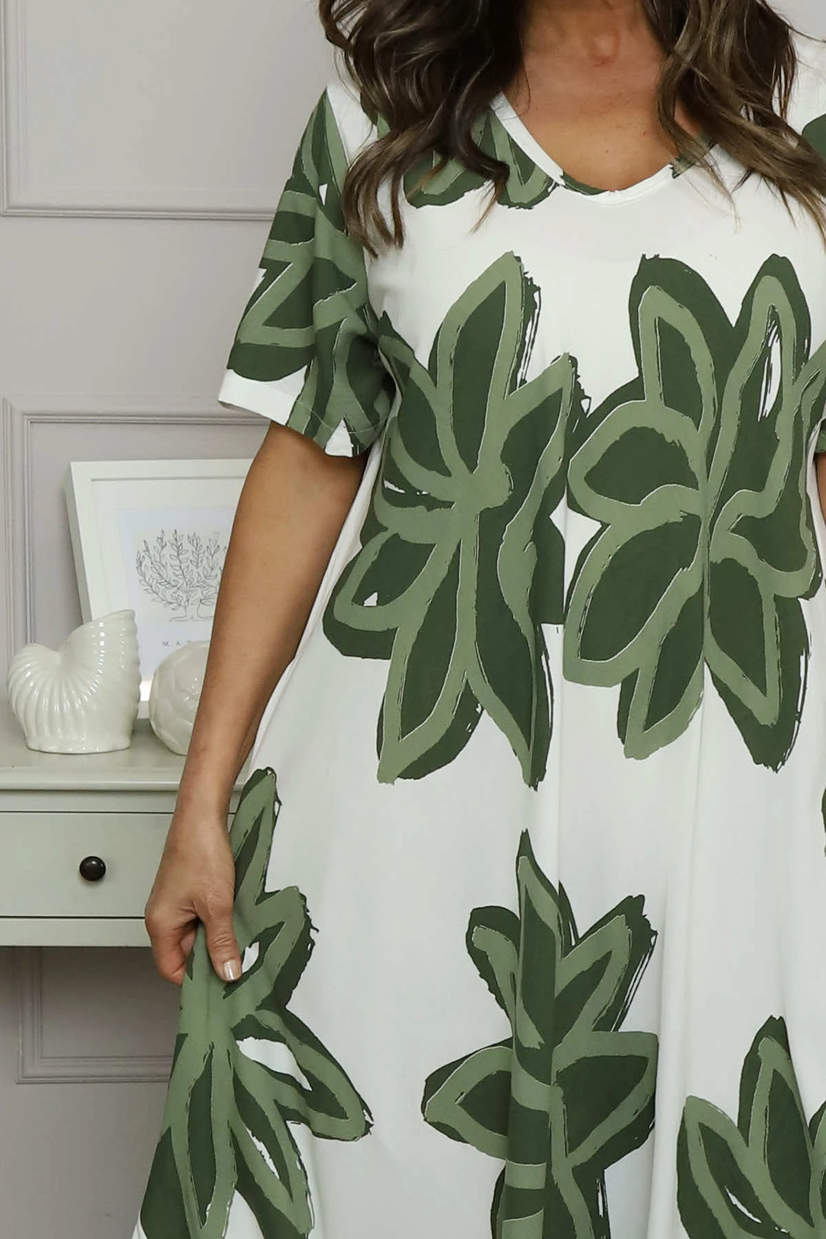 Serena Print Dress Khaki 5 Serena Print Dress Khaki - Image 3