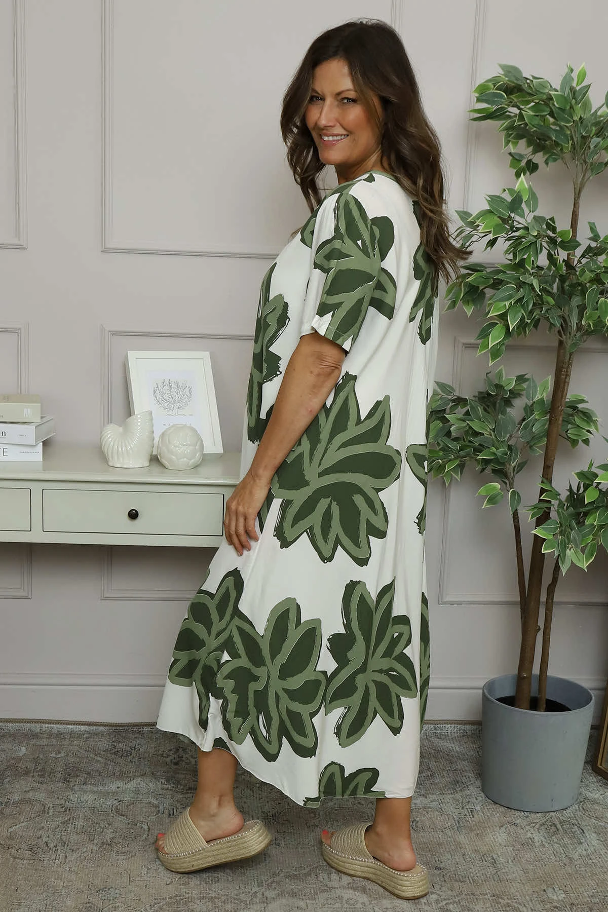 Serena Print Dress Khaki 6 Serena Print Dress Khaki - Image 4