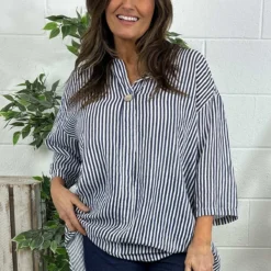 Cassia Stripe Cotton Top Navy -Kitandkaboodal Store IMG 6128 af96d165 5a46 44d5 b9a9 ce84053d560d