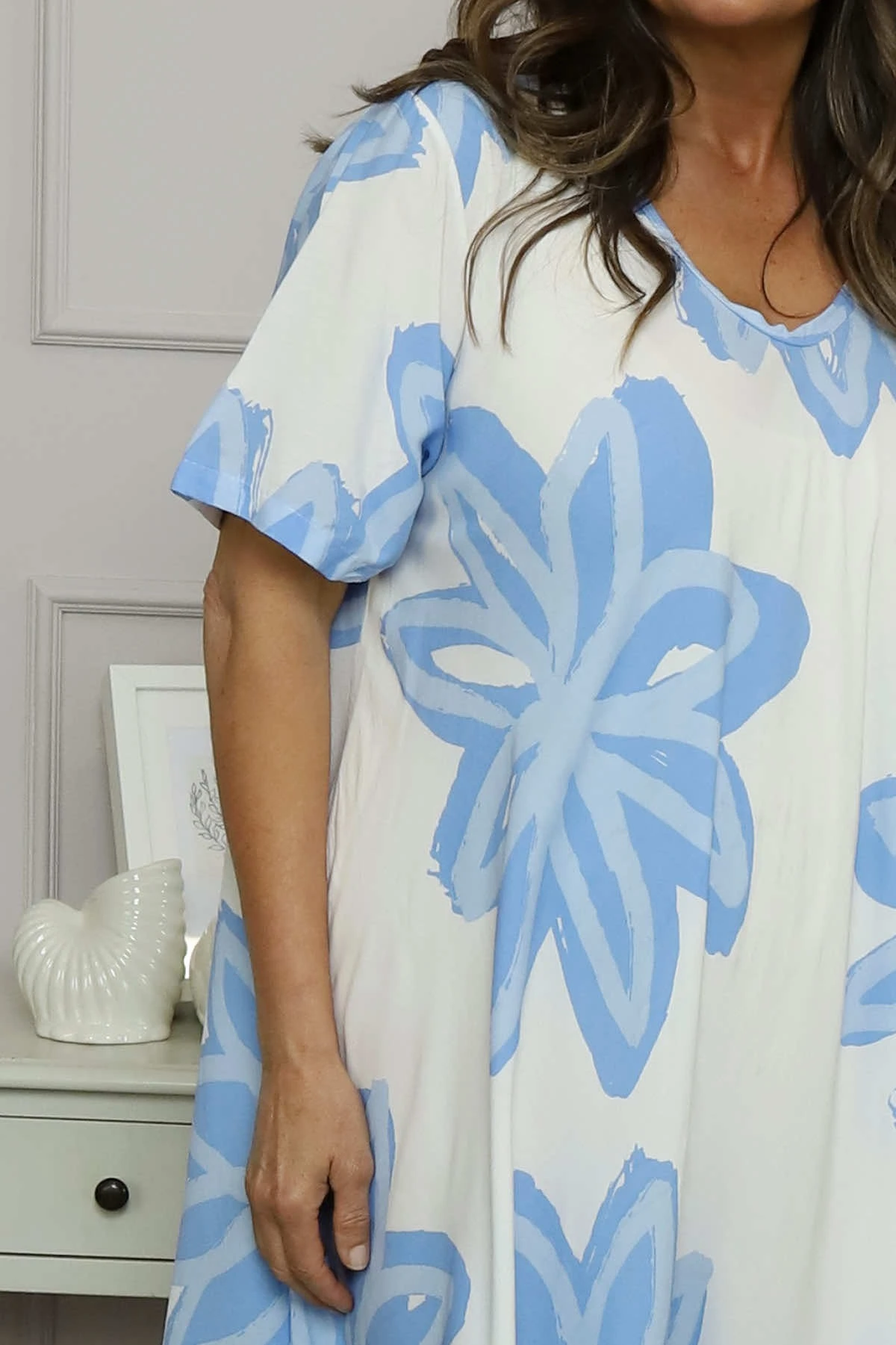 Serena Print Dress Powder Blue 5 Serena Print Dress Powder Blue - Image 3