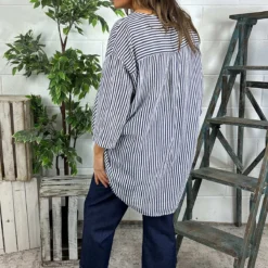 Cassia Stripe Cotton Top Navy -Kitandkaboodal Store IMG 6150 0754efbb 48eb 4540 9edf 77700a72f89d