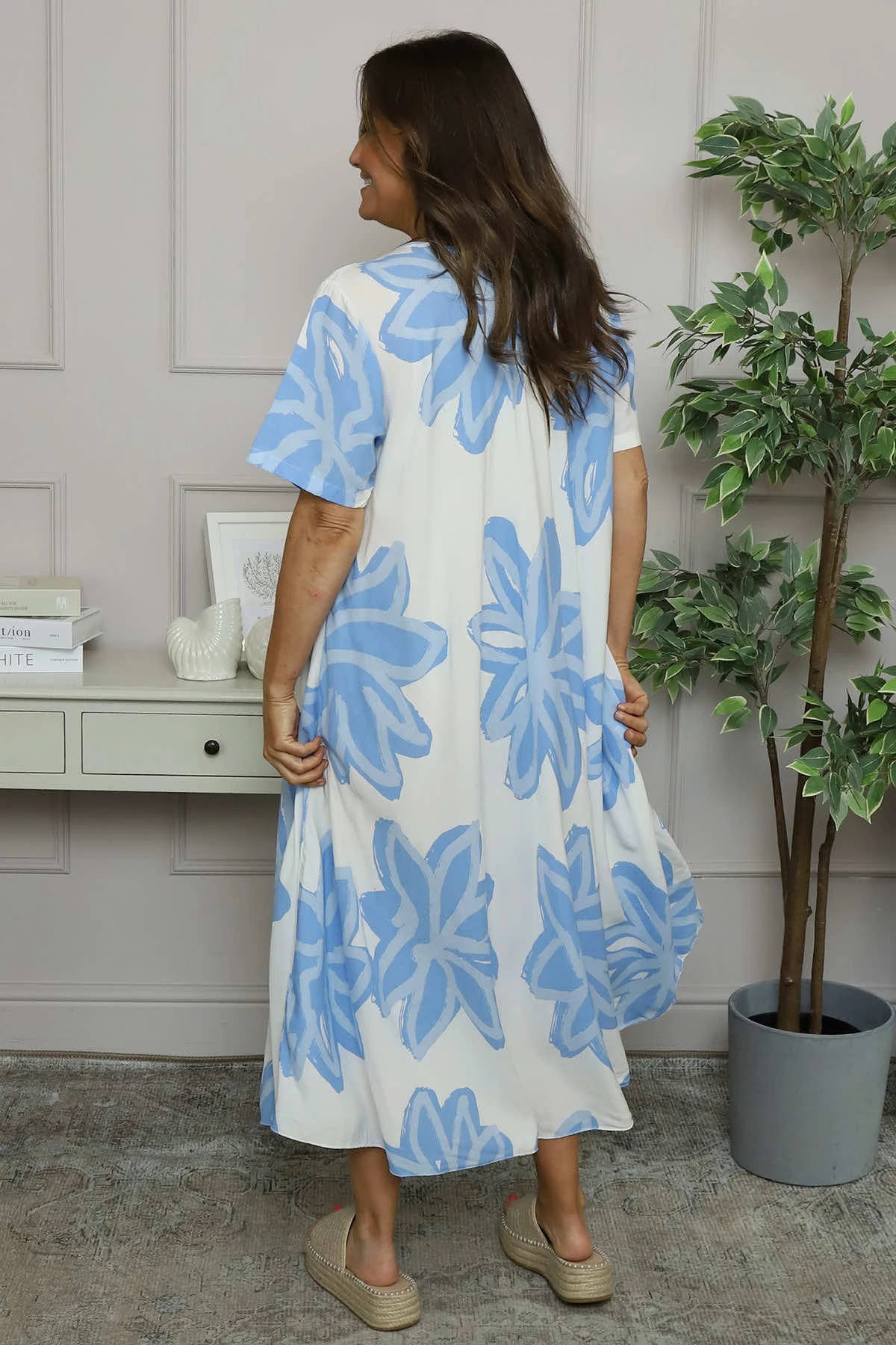 Serena Print Dress Powder Blue 6 Serena Print Dress Powder Blue - Image 4