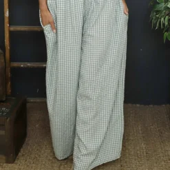 Daphne Gingham Wide Leg Trousers Khaki -Kitandkaboodal Store IMG 6165 b89c15f9 6db4 42ed b9db c57b0ab0d2da