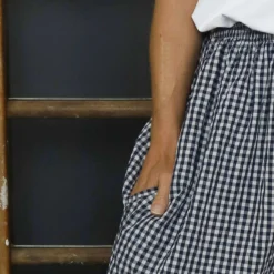 Daphne Gingham Wide Leg Trousers Navy -Kitandkaboodal Store IMG 6196 37ff541f f9cb 4ecd 96ee 977bd36f6b6e