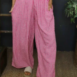 Daphne Gingham Wide Leg Trousers Fuchsia 8 Daphne Gingham Wide Leg Trousers Fuchsia -Kitandkaboodal Store IMG 6207 f19010d6 96c3 478c b7d9 cf7599a760d0