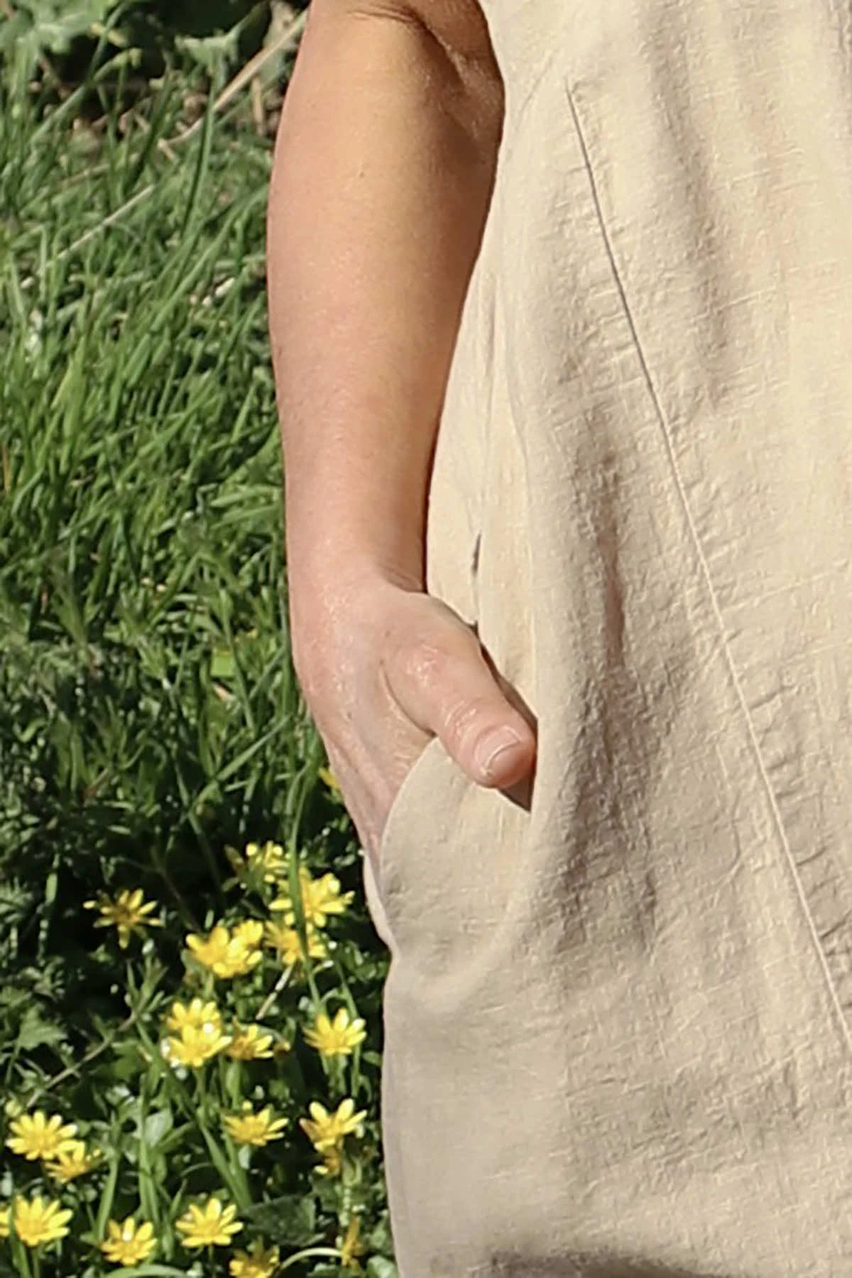 Adina Linen Pinafore Dress Camel 5 Adina Linen Pinafore Dress Camel - Image 3