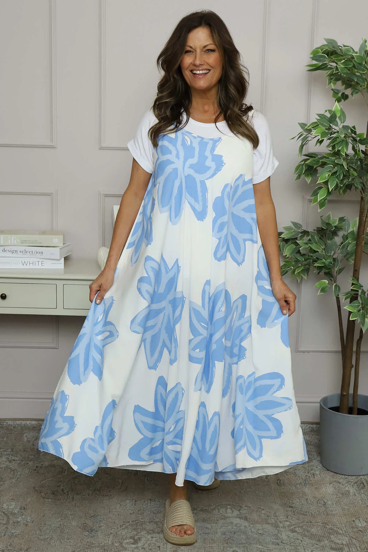 Miren Print Strap Dress Powder Blue 5 Miren Print Strap Dress Powder Blue - Image 3