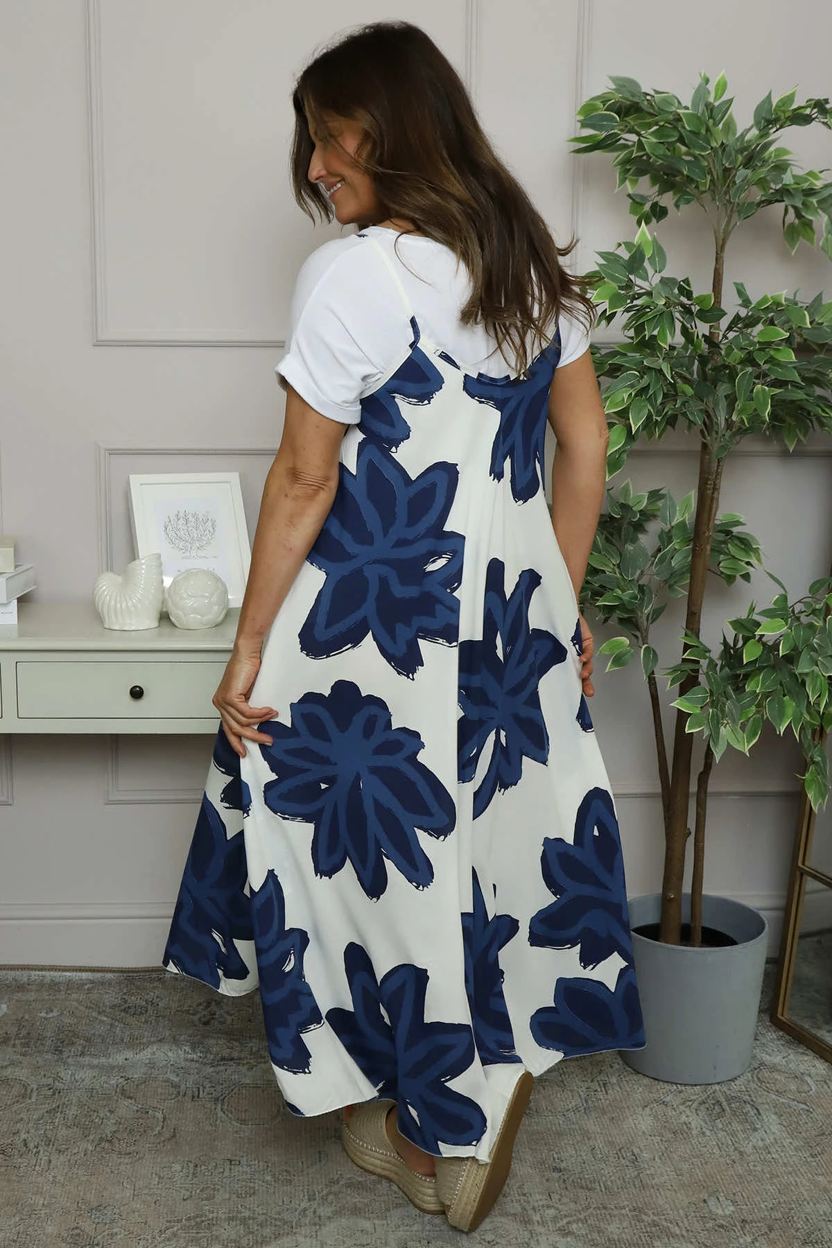 Miren Print Strap Dress Navy 6 Miren Print Strap Dress Navy - Image 4