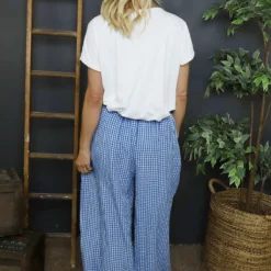 Daphne Gingham Wide Leg Trousers Cobalt -Kitandkaboodal Store IMG 6269 e17e3236 645f 42bb a0bd 88ef7aefd7e9