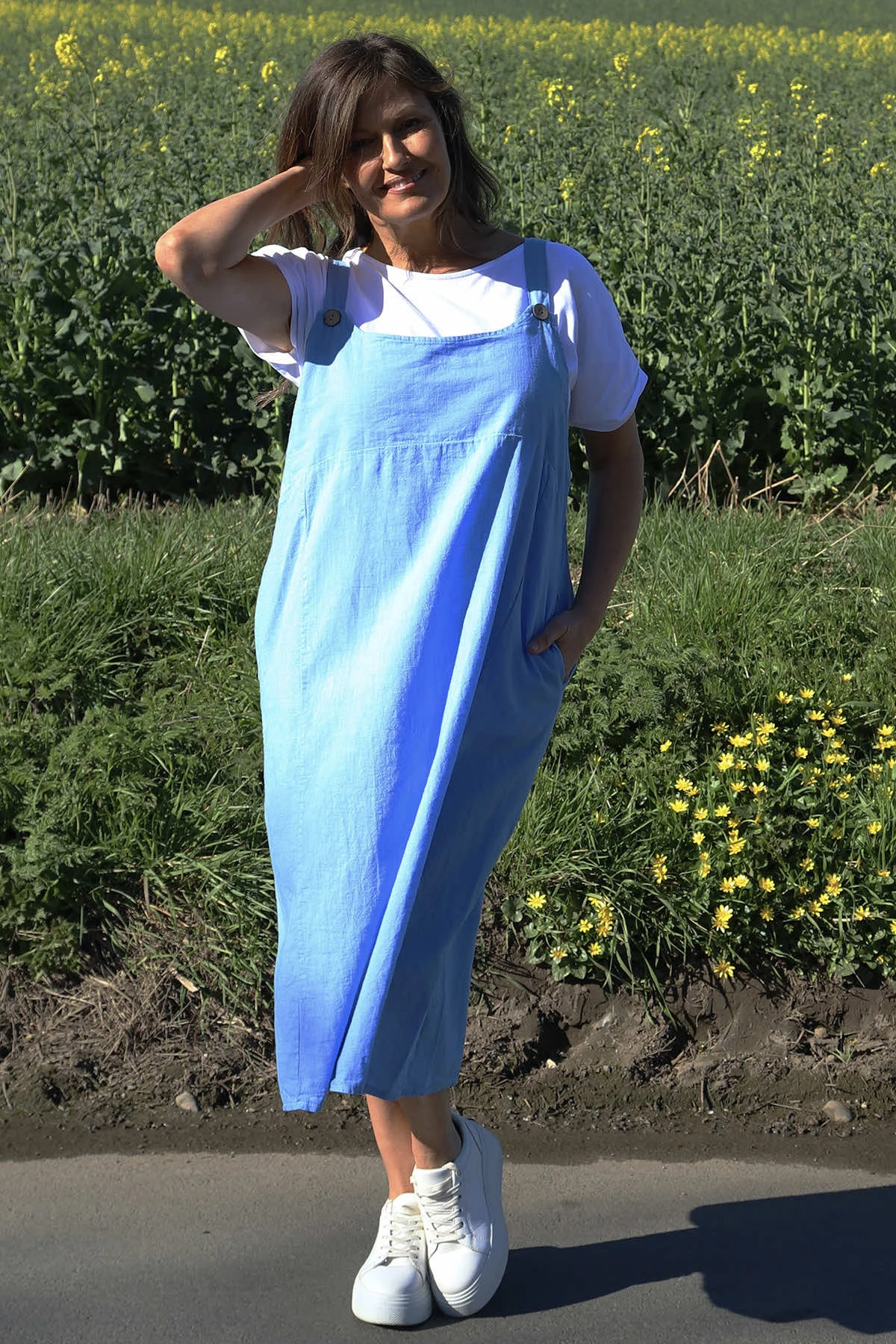 Adina Linen Pinafore Dress Powder Blue 3 Adina Linen Pinafore Dress Powder Blue