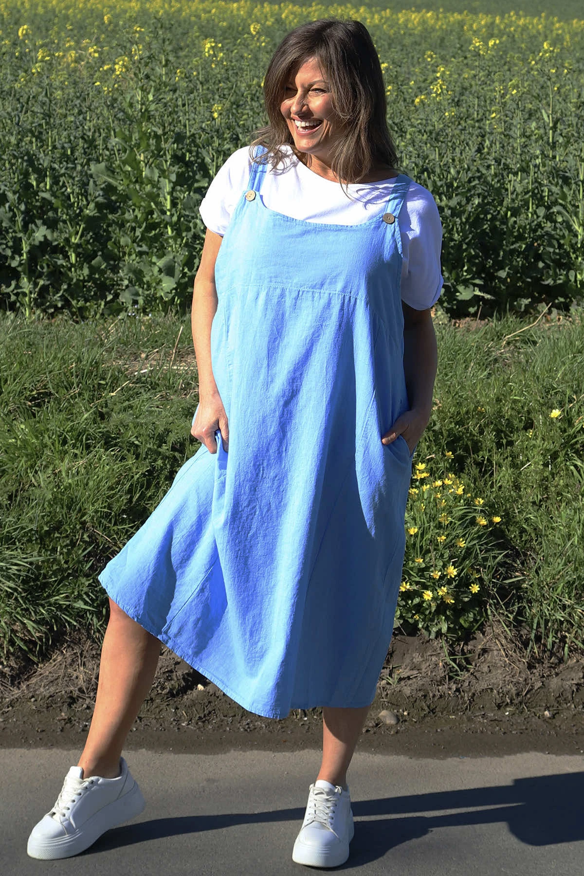 Adina Linen Pinafore Dress Powder Blue 4 Adina Linen Pinafore Dress Powder Blue - Image 2