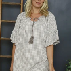 Mirella Gingham Top Mocha