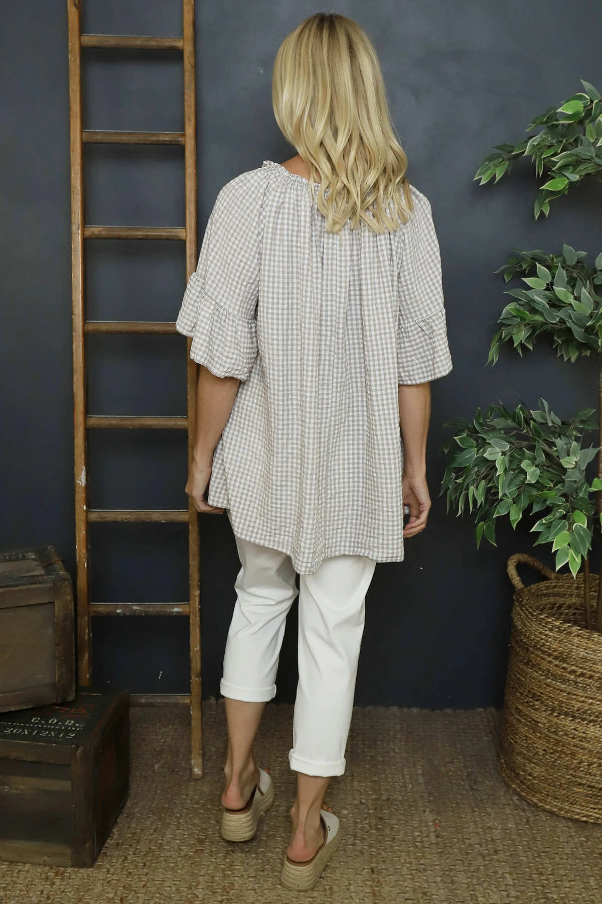 Mirella Gingham Top Mocha 6 Mirella Gingham Top Mocha - Image 4