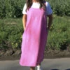 Adina Linen Pinafore Dress Pink