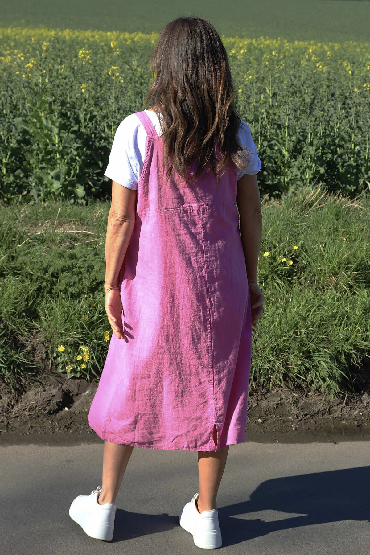 Adina Linen Pinafore Dress Pink 6 Adina Linen Pinafore Dress Pink - Image 4