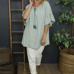 Mirella Gingham Top Khaki 8 Mirella Gingham Top Khaki -Kitandkaboodal Store IMG 6356 0910ee19 9604 40d3 b667 e362c5524cc0