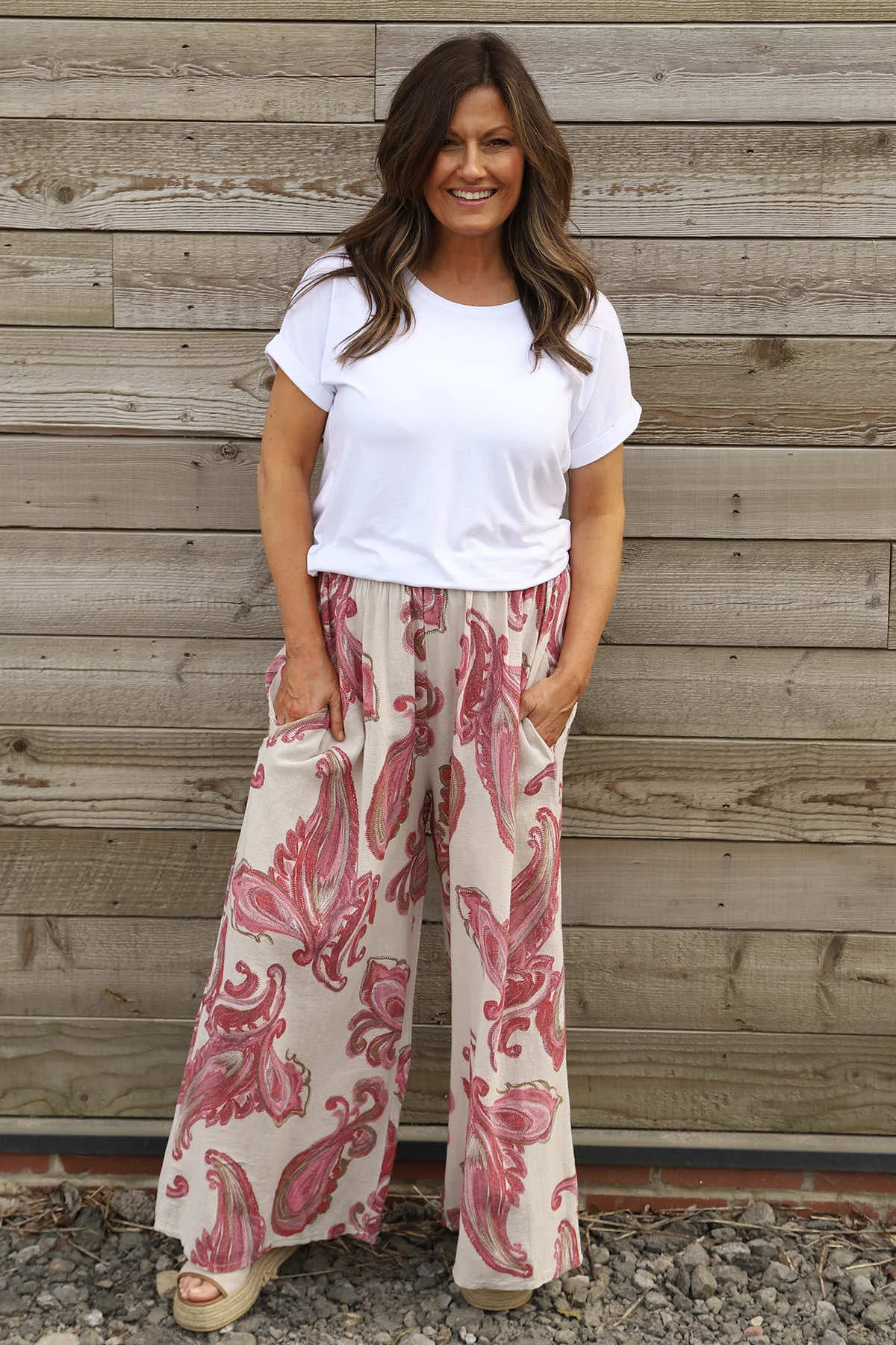 Daphne Paisley Wide Leg Trousers Stone 3 Daphne Paisley Wide Leg Trousers Stone