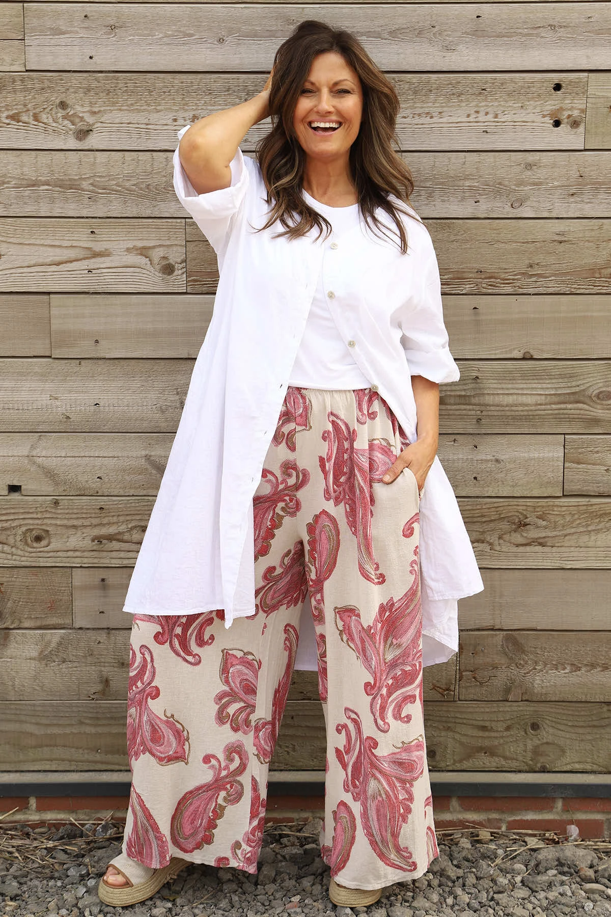 Daphne Paisley Wide Leg Trousers Stone 4 Daphne Paisley Wide Leg Trousers Stone - Image 2
