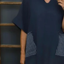 Sabina Stripe Pocket Cotton Top Navy -Kitandkaboodal Store IMG 6424 e8179cc1 d0f4 4e59 8336 a5faf5bf47e8