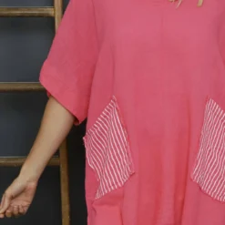 Sabina Stripe Pocket Cotton Top Fuchsia -Kitandkaboodal Store IMG 6466 4cd90e63 9788 42b0 840e eb6dc2dcb01f