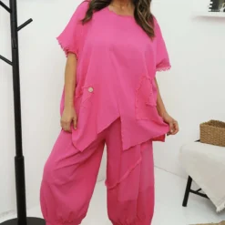 Samaya Linen Top Fuchsia