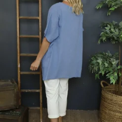 Sabina Stripe Pocket Cotton Top Blue 9 Sabina Stripe Pocket Cotton Top Blue -Kitandkaboodal Store IMG 6509 a3b442c1 7fec 4a73 817e 2952a75362b0