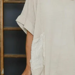 Sabina Stripe Pocket Cotton Top Stone -Kitandkaboodal Store IMG 6523 aa9fc146 d768 49e7 bf29 cfd302d1d7bc