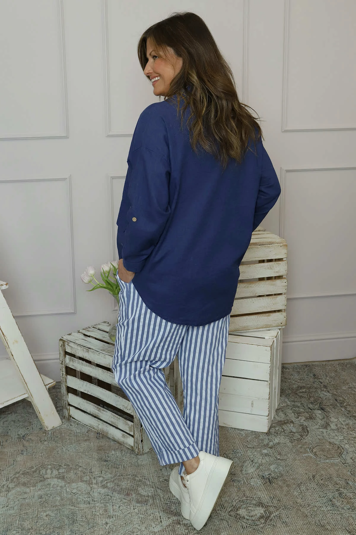 Auden Stripe Trousers Blue 6 Auden Stripe Trousers Blue - Image 4