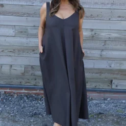 Tiffany Linen Dress Cocoa