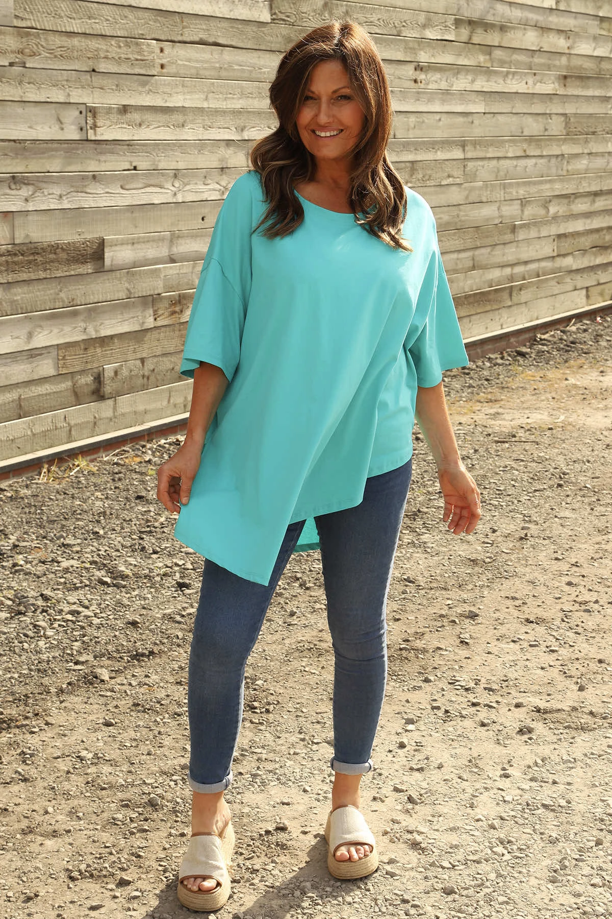 Liora Asymmetric Cotton Top Aqua 4 Liora Asymmetric Cotton Top Aqua - Image 2