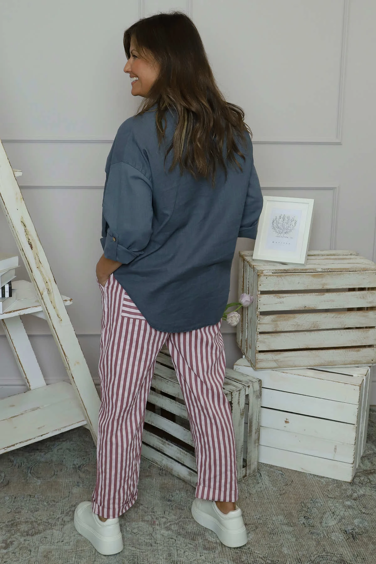 Auden Stripe Trousers Grape 6 Auden Stripe Trousers Grape - Image 4