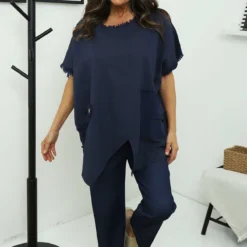 Samaya Linen Top Navy