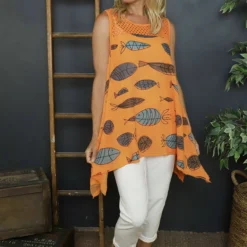 Gilda Pisces Sleeveless Cotton Top Orange