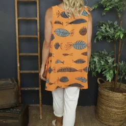 Gilda Pisces Sleeveless Cotton Top Orange -Kitandkaboodal Store IMG 6740 3cebe732 5f8a 4c09 af9a 18c82bfa1258