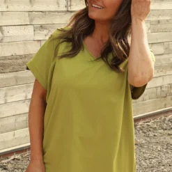 Delphina V-Neck Cotton Top Olive -Kitandkaboodal Store IMG 6740 58367b9a 6fd7 43fc 8740 07f009095149