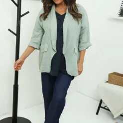 Becklyn Linen Jacket Sage Green