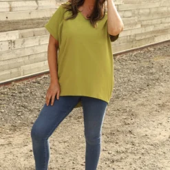 Delphina V-Neck Cotton Top Olive -Kitandkaboodal Store IMG 6743 752117ce 50bd 4a12 98e9 767e84670b61