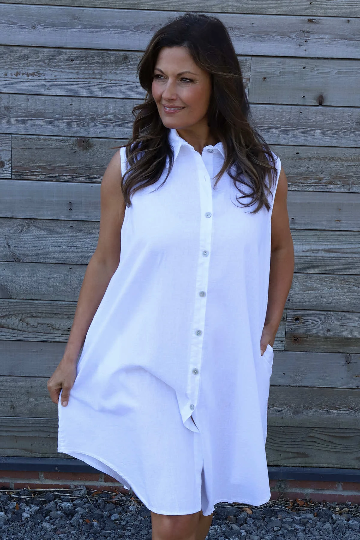 Solaine Sleeveless Linen Dress White 4 Solaine Sleeveless Linen Dress White - Image 2