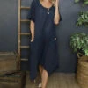 Viliana Cotton Dress Navy -Kitandkaboodal Store IMG 6770 4b75c795 85d3 41ca 9e45 22da7bcf58df