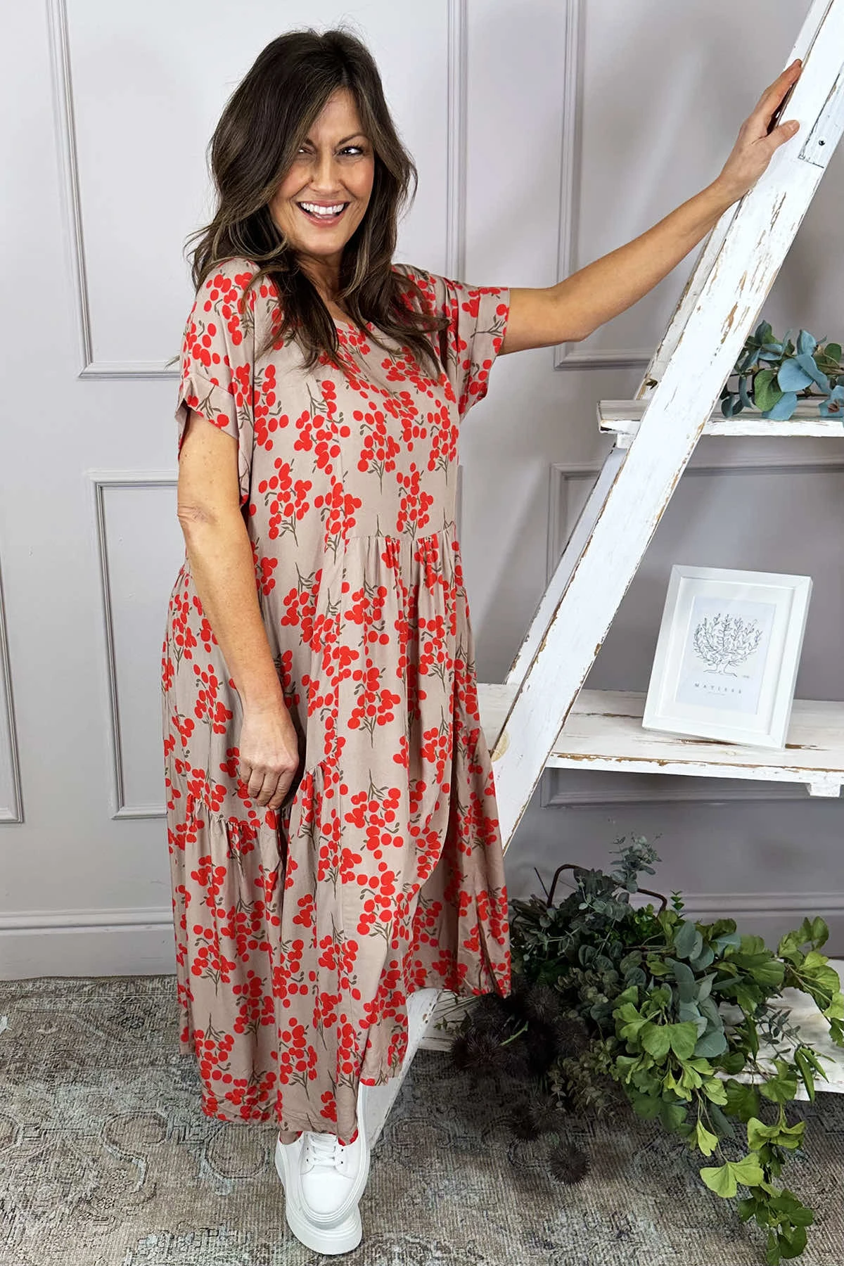 Romia Blossom Print Dress Mocha 3 Romia Blossom Print Dress Mocha