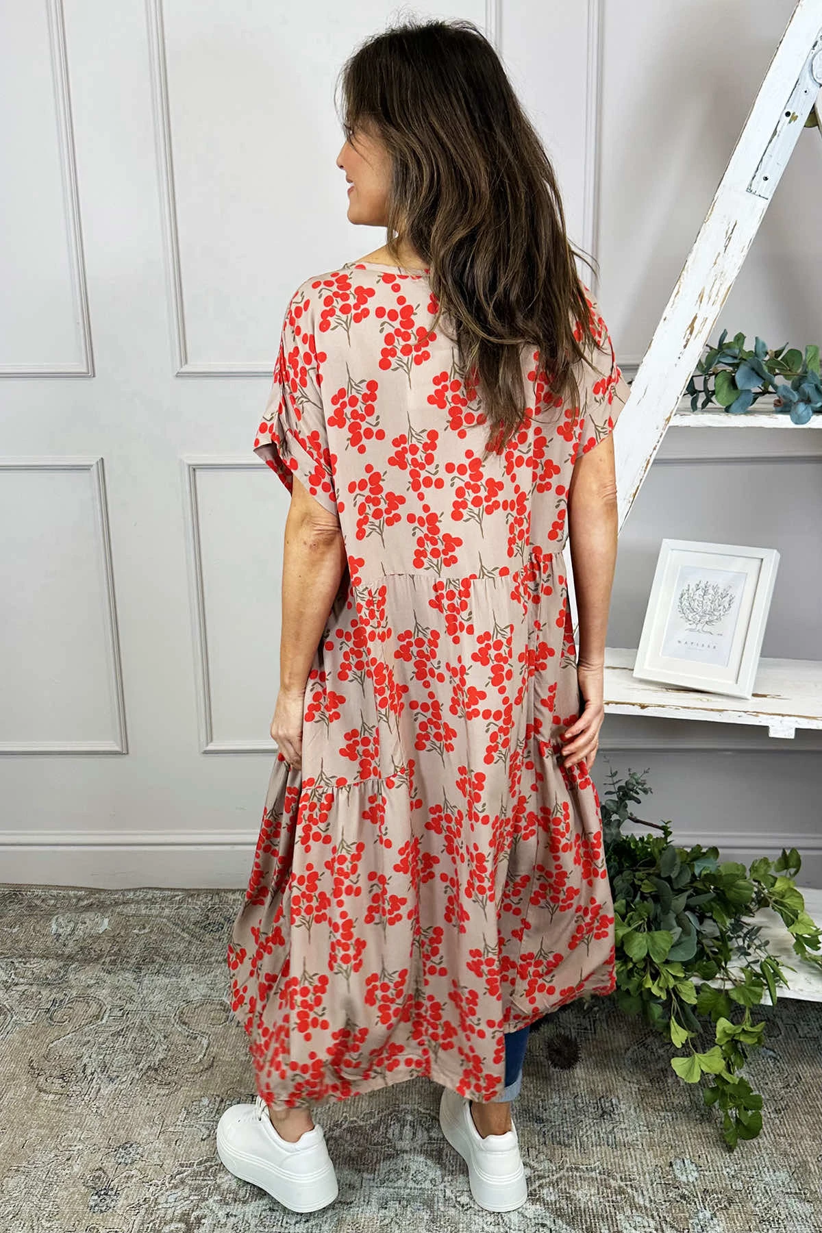 Romia Blossom Print Dress Mocha 6 Romia Blossom Print Dress Mocha - Image 4