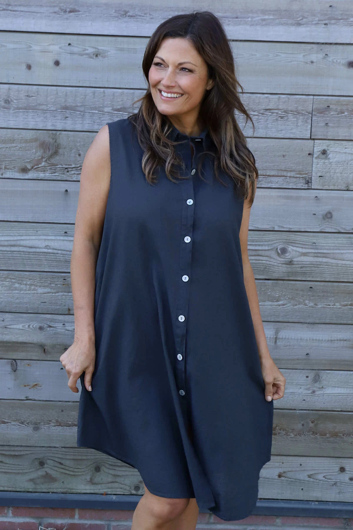 Solaine Sleeveless Linen Dress Charcoal 5 Solaine Sleeveless Linen Dress Charcoal - Image 3