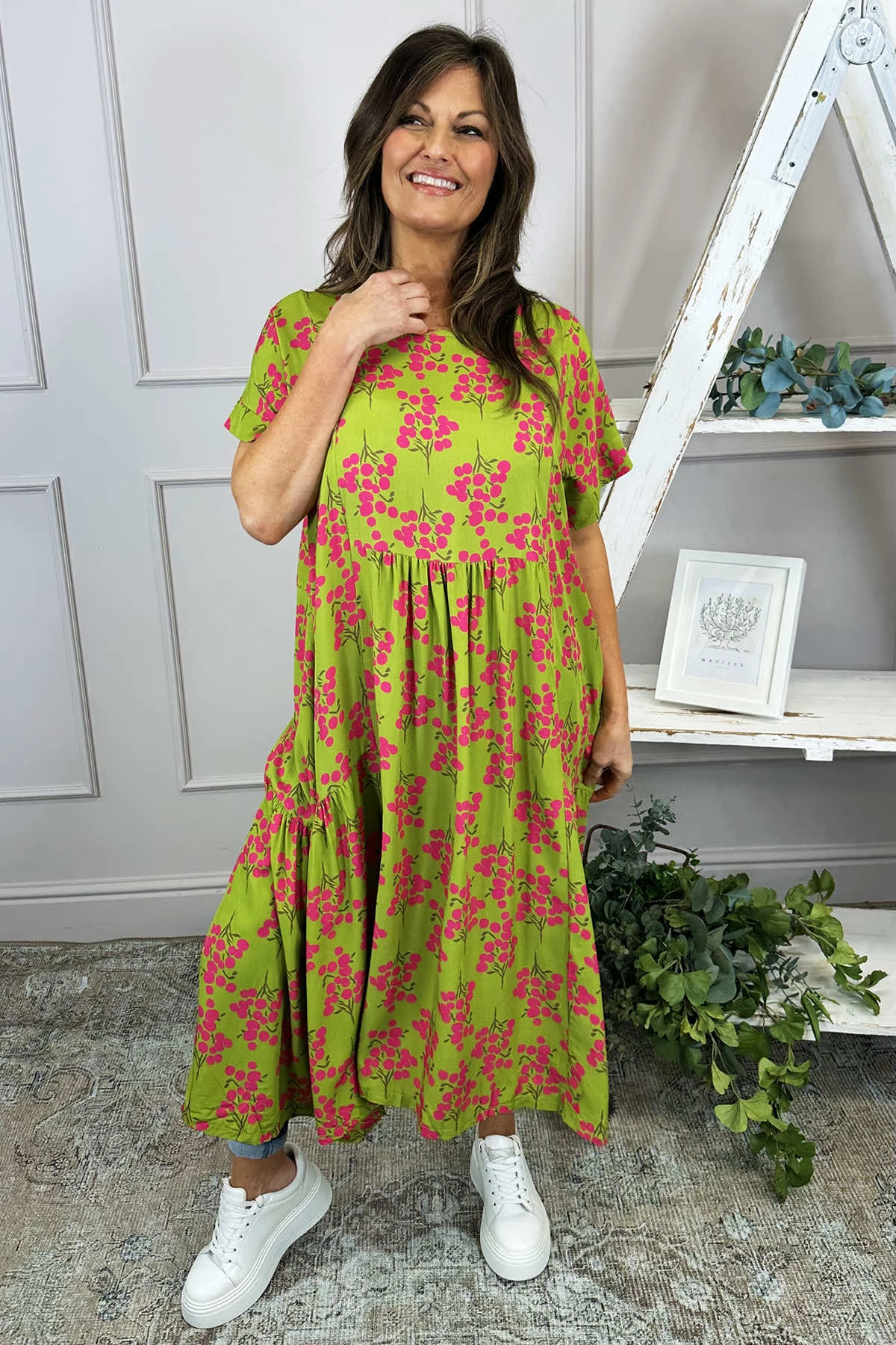 Romia Blossom Print Dress Olive 4 Romia Blossom Print Dress Olive - Image 2