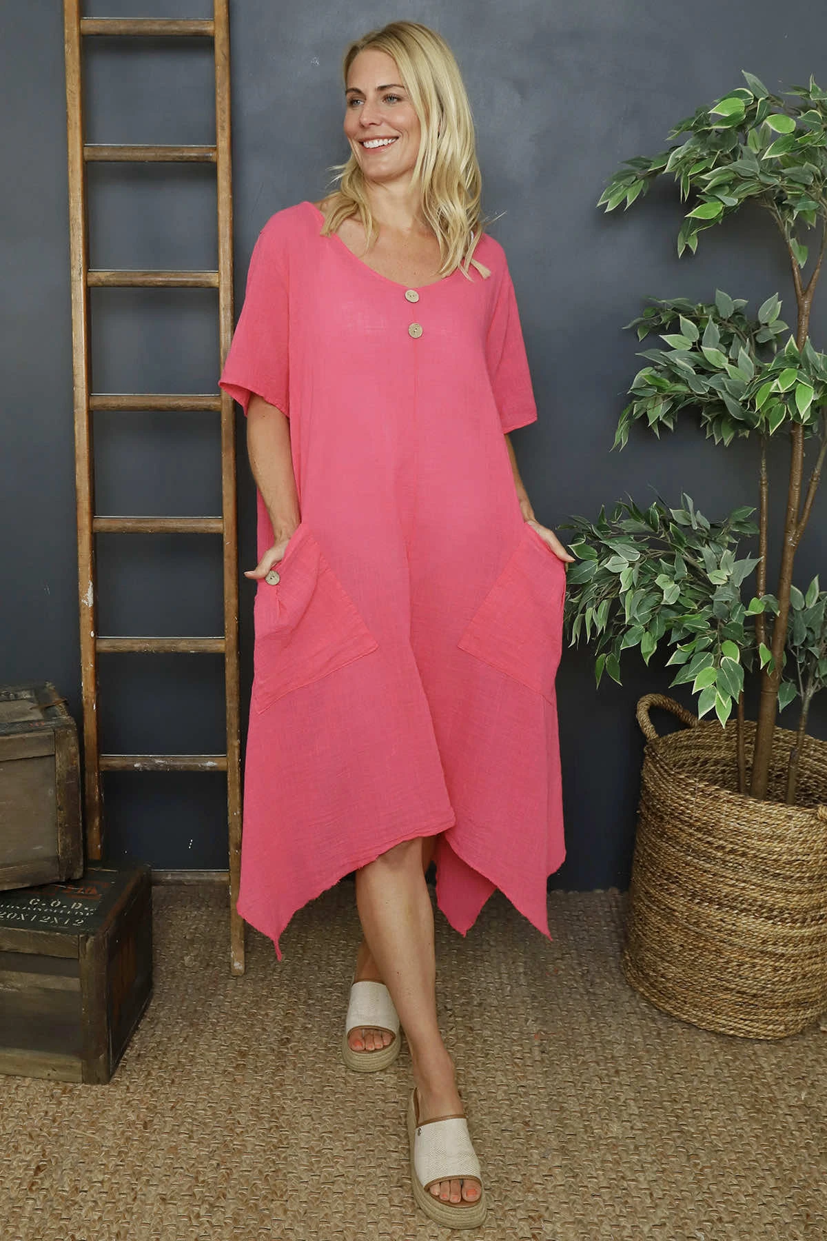 Viliana Cotton Dress Fuchsia 3 Viliana Cotton Dress Fuchsia