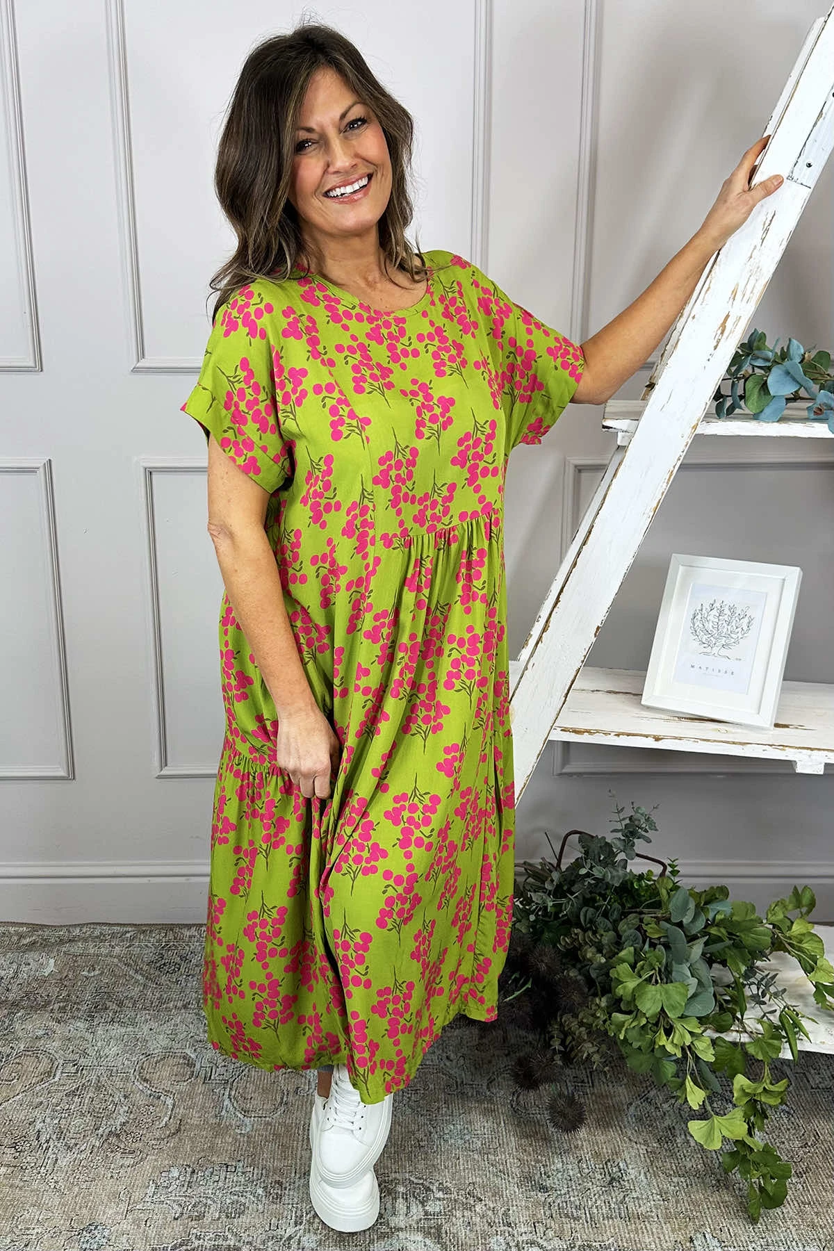 Romia Blossom Print Dress Olive 6 Romia Blossom Print Dress Olive - Image 4