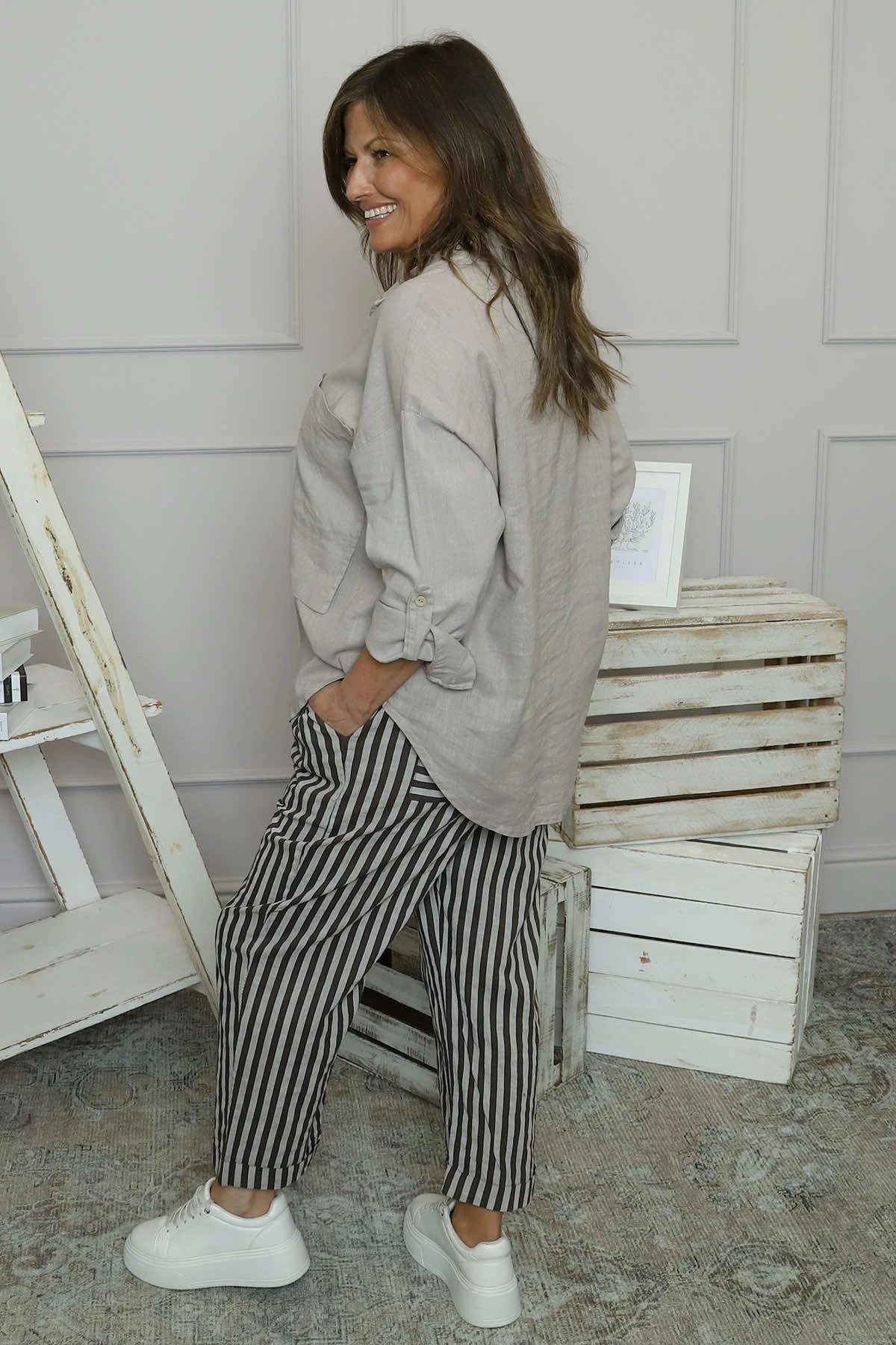 Auden Stripe Trousers Cocoa 6 Auden Stripe Trousers Cocoa - Image 4