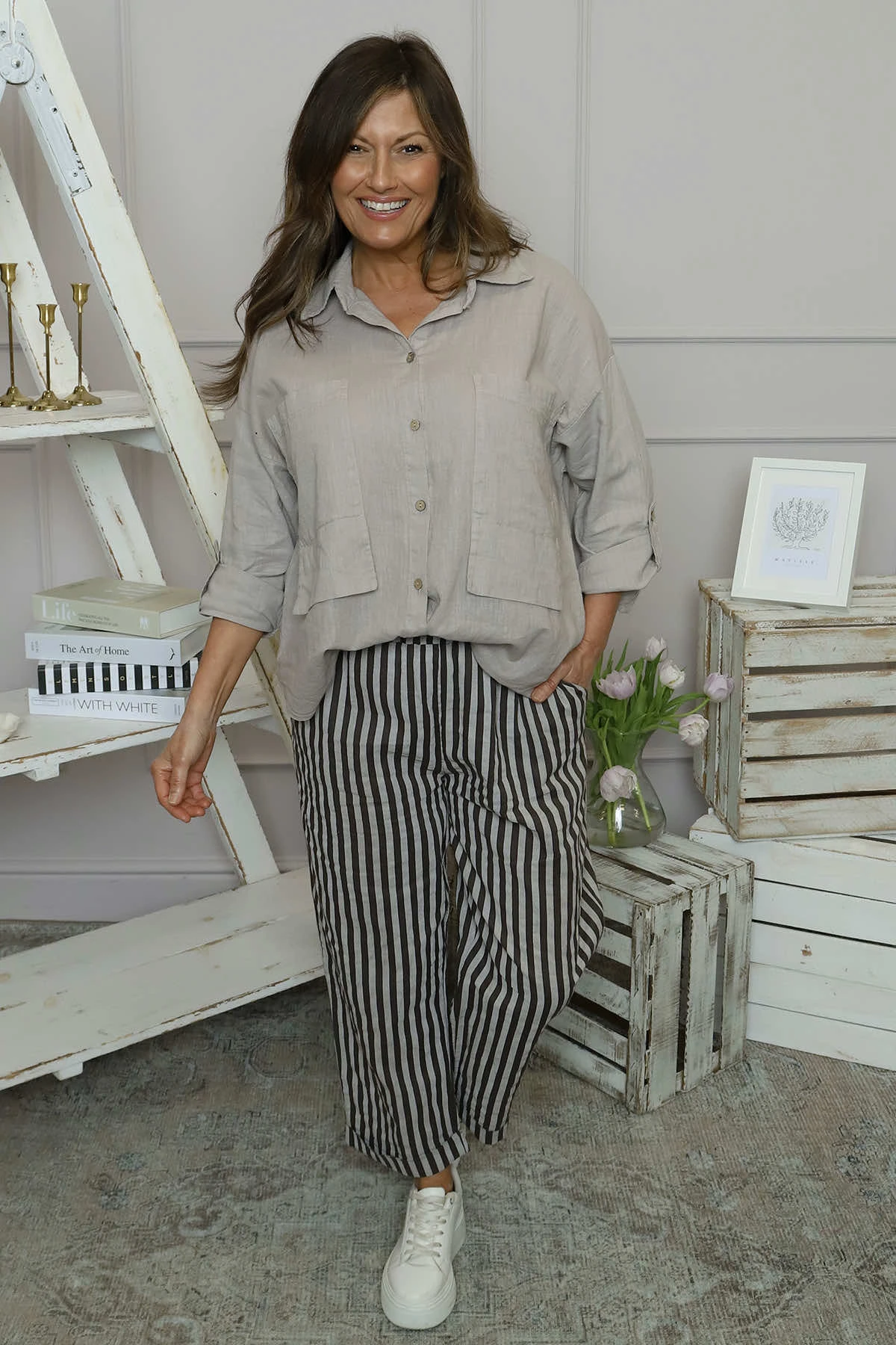 Auden Stripe Trousers Cocoa 3 Auden Stripe Trousers Cocoa