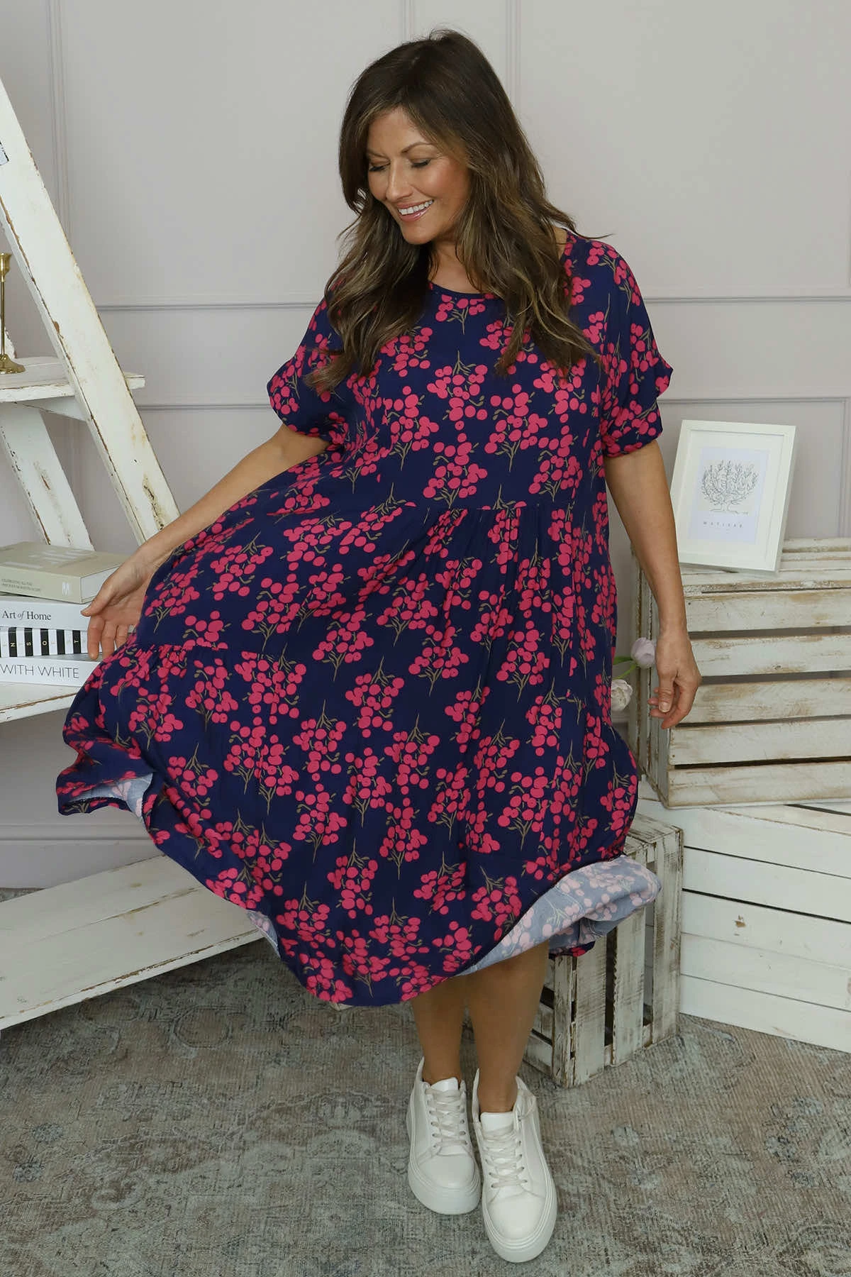 Romia Blossom Print Dress Navy 4 Romia Blossom Print Dress Navy - Image 2