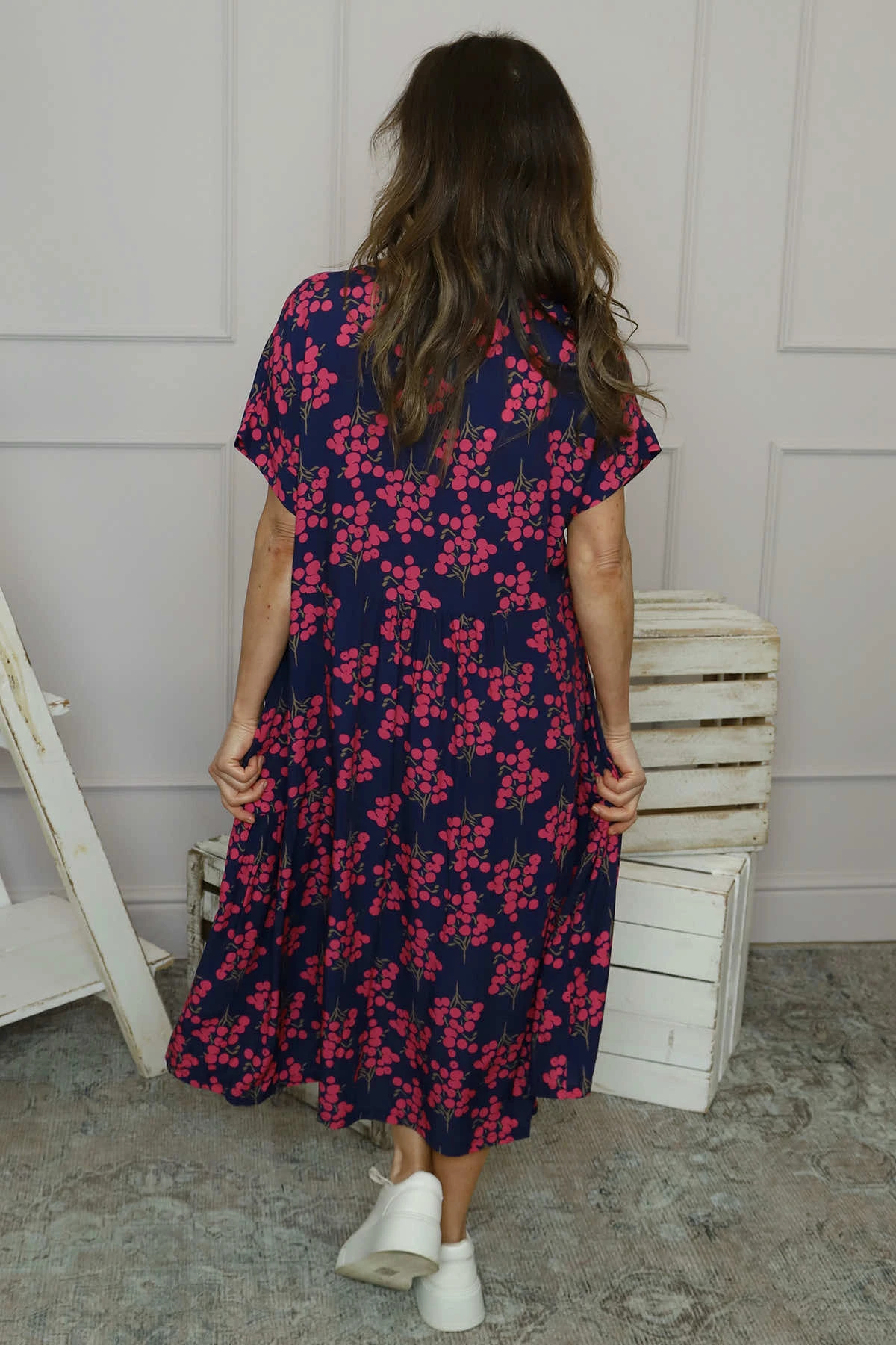 Romia Blossom Print Dress Navy 6 Romia Blossom Print Dress Navy - Image 4